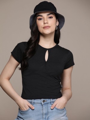 Roadster Casual Solid Women Black Top