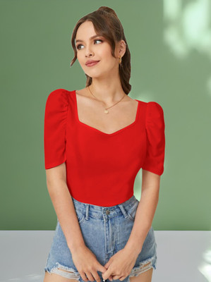 Dream Beauty Fashion Casual Solid Women Red Top