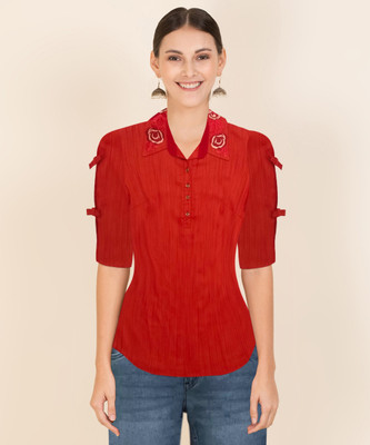 GO.4.IT Casual Solid Women Red Top