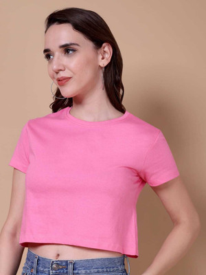 afap Casual Solid Women Pink Top