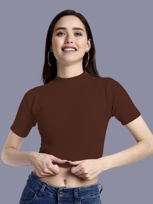 Dream Beauty Fashion Casual Solid Women Brown Top
