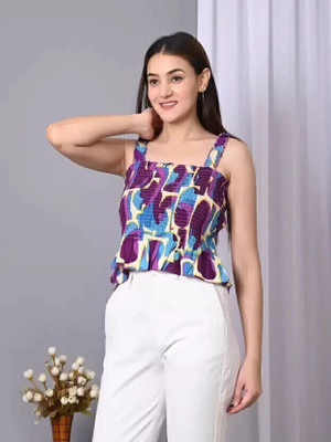 VYMO Casual Geometric Print Women Multicolor Top
