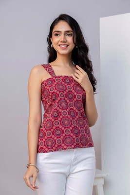 JYOTISHA Women Printed Straight Kurta(Maroon)