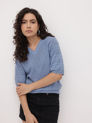 Roadster Casual Printed Women Blue Top