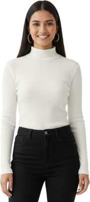 SR COLLECTIONS TS Casual Self Design Women White Top