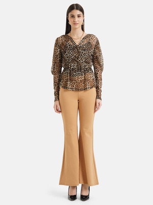KAZO Casual Printed Women Beige, Black, Brown Top