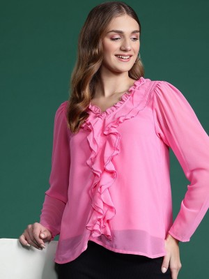 Dressberry Casual Solid Women Pink Top