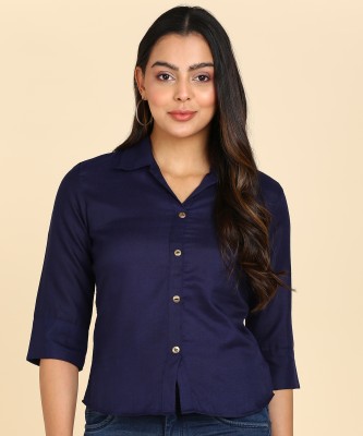 Lamba Creations Casual Solid Women Blue Top