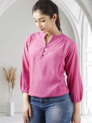 Himanc Enterprises Casual Solid Women Pink Top