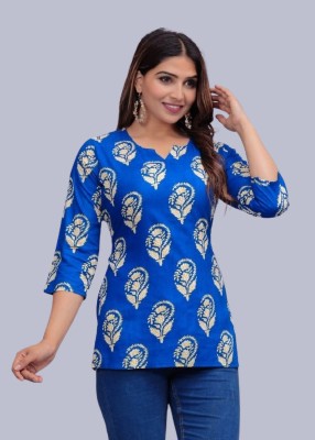 Parth Fashion Casual Printed Women Blue Top