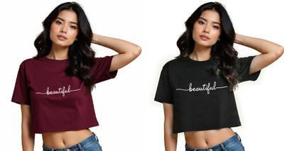 Blueribon Casual Printed Women Black, Maroon Top