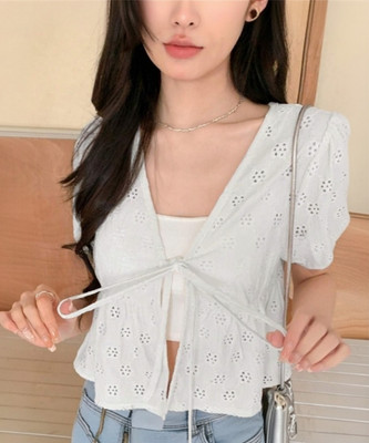 INNAYARA DIVIRTA Casual Solid Women White Top