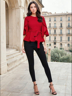 KOTTY Casual Solid Women Red Top