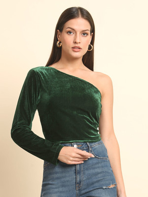 METRONAUT Casual Solid Women Green Top