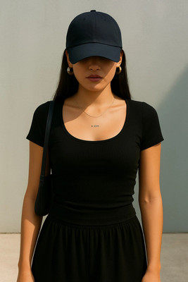 Rockwell Casual Solid Women Black Top