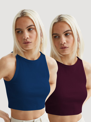 METRONAUT Casual Self Design Women Dark Blue Top