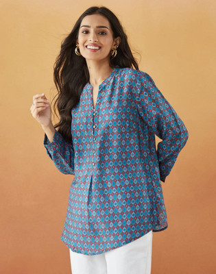 Fabindia Casual Printed Women Blue Top