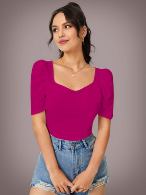 Kashonaa Casual Solid Women Pink Top