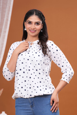 BM enterprises Casual Printed Women White Top