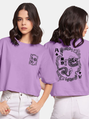 hkCreation Casual Printed Women Purple Top