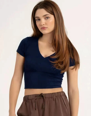 Mimmy Kids Casual Solid Women Dark Blue Top