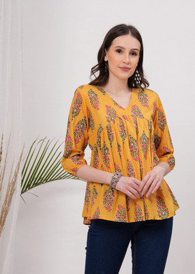 maapa Casual Solid Women Yellow Top