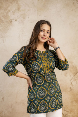 Zaneta Women Block Print, Printed, Floral Print, Paisley Straight Kurta(Multicolor)