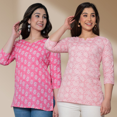 I N ENTERPRISES Casual Floral Print Women Pink Top