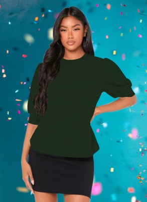 Maheshvi Casual Solid Women Dark Green Top