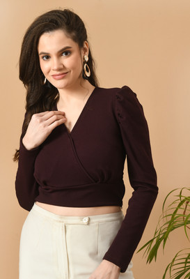 SAKSHI TRADER Party Solid Women Purple Top