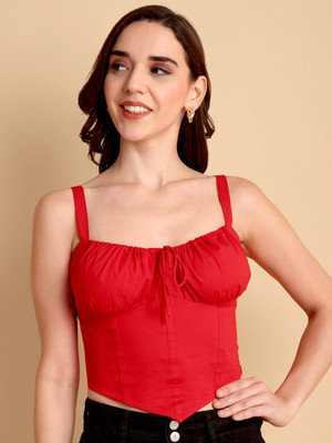 Elyraa Casual Solid Women Red Top