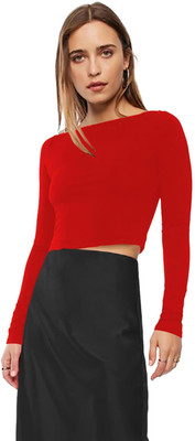 THE BLAZZE Casual Solid Women Red Top
