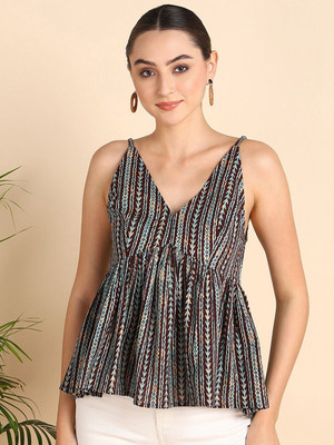 Mast & Harbour Casual Printed Women Brown Top