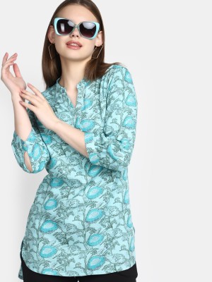 V-MART Casual Floral Print Women Green Top