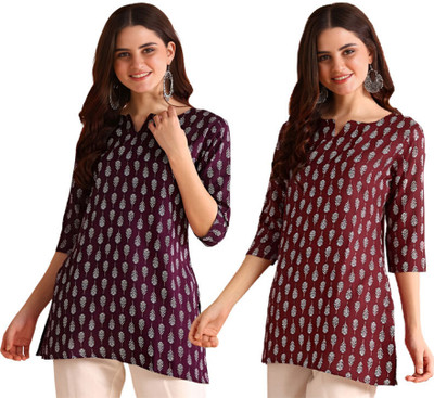 ak fashion mall Casual Printed, Floral Print, Ethnic Motifs Women Purple Top