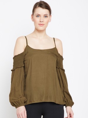 OXOLLOXO Casual Solid Women Green Top