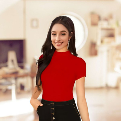 RYTE STYLE Casual Solid Women Red Top