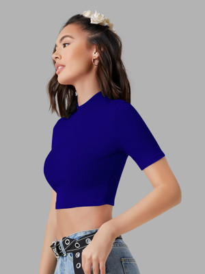 NAVYANKAA Casual Solid Women Blue Top