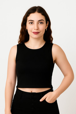 LILASTEX Casual Self Design Women Black Top