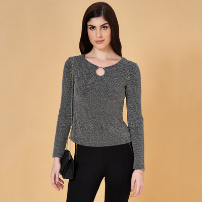 Annabelle by Pantaloons Formal Solid Women Black, White Top