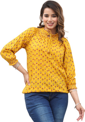 BM enterprises Party Printed Women Yellow Top