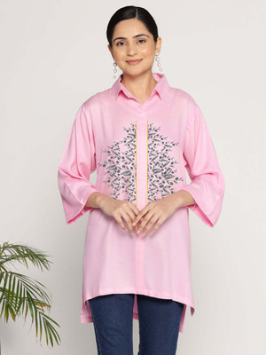 LetsDressUp Casual Printed Women Pink Top