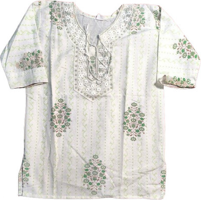 Vaishu Collections Women Printed Straight Kurta(White)