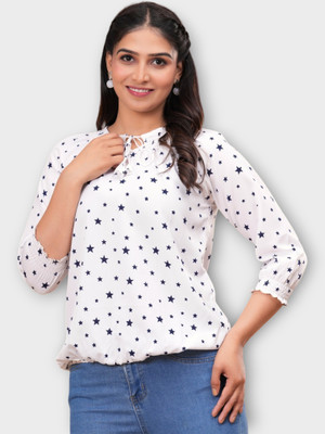 Pittra4ever Casual Printed Women White Top