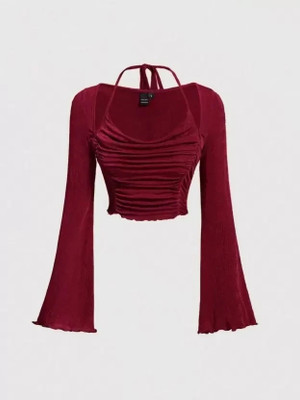 Tories Casual Solid Women Maroon Top