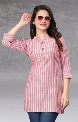 FABTOWN Formal Striped Women Pink, White Top