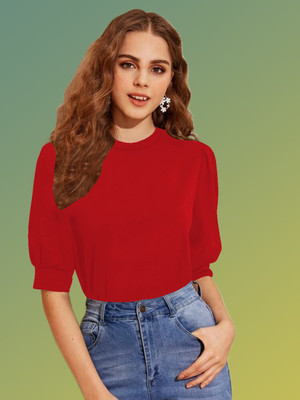Dream Beauty Fashion Casual Solid Women Red Top