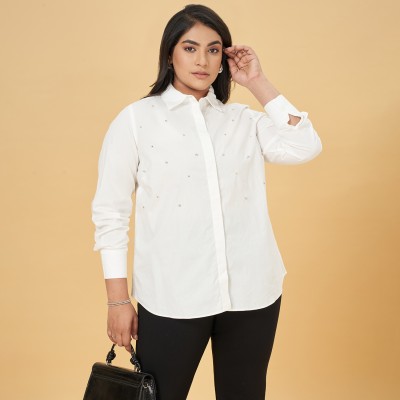 Honey Curvytude by Pantaloons Casual Solid Women White Top