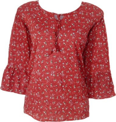 Trendy Libaz Casual Floral Print Women Red, Green, White Top