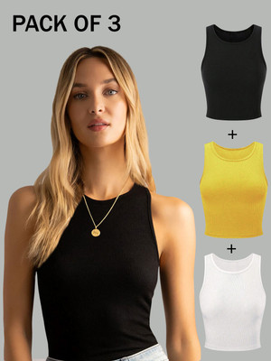 Toochki Casual Solid Women Black Top